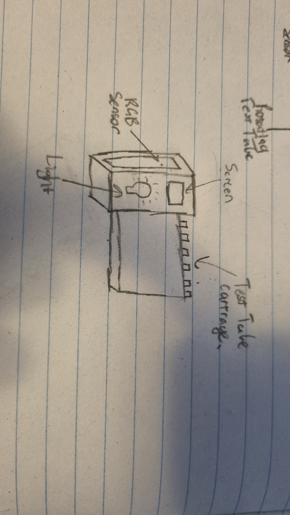 Early hand sketch showing enclosure and sensor arrangement
