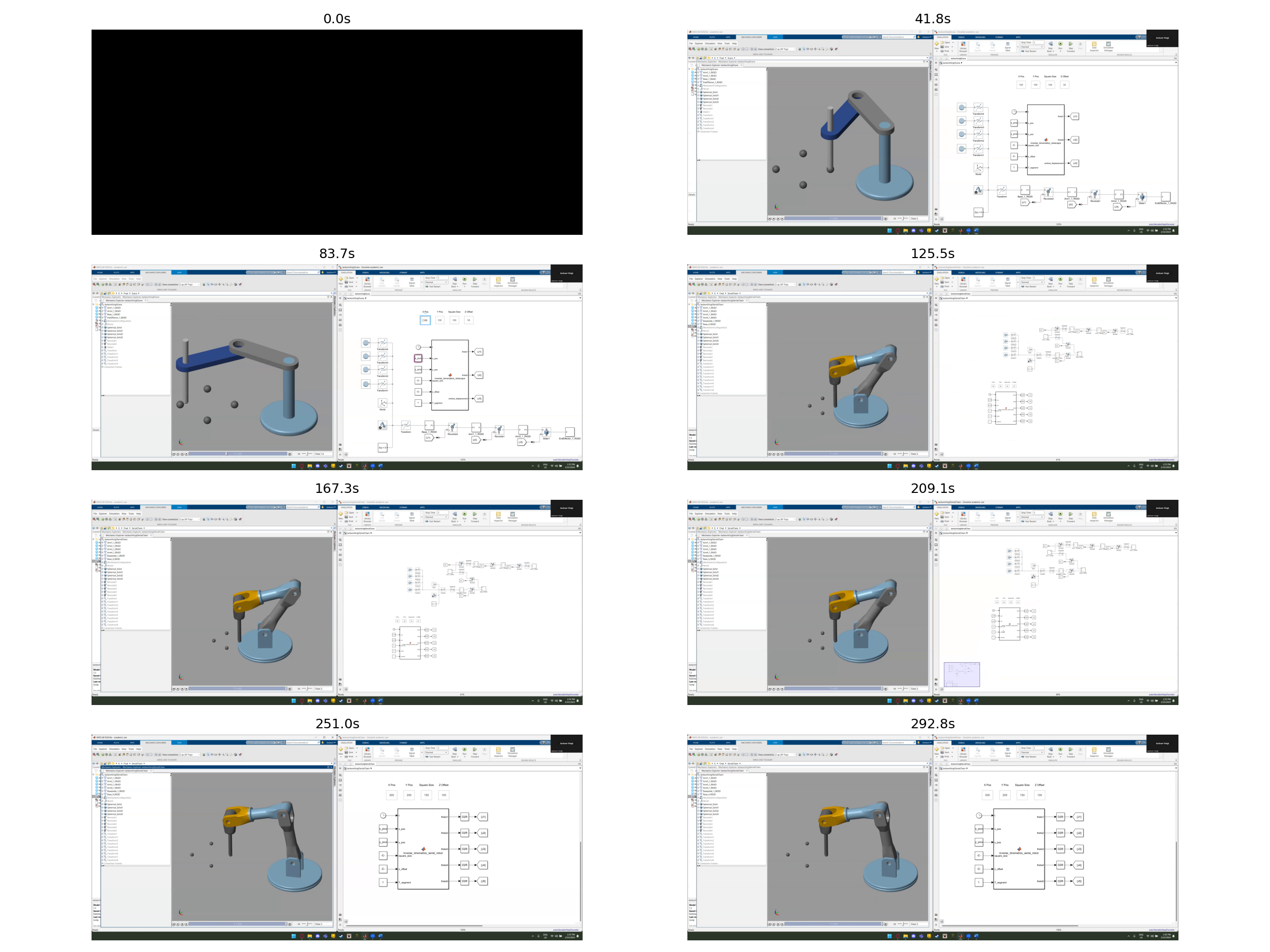 SCADA arm-control demonstration showing the robot model and control environment